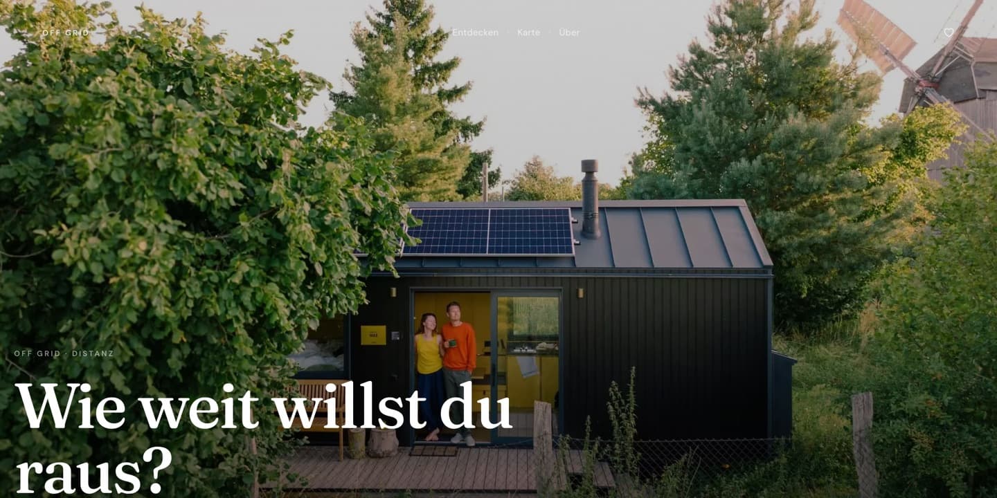 Hero der Website Off-Grid Urlaub